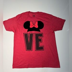 Disney Minnie Mouse T-Shirt Women Red Size Lg “VE" Love Couples Velvet Ears